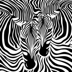 Zebra Couple background. Black and white, vector illustration. Animal skin print texture.