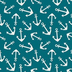 Vector seamless pattern with anchor, background, nautical theme. Graphic illustration. Template for wrapping, backgrounds, fabric, prints, decor, surface