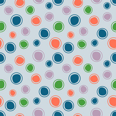 Seamless vector geometrical pattern. Blue endless background with hand drawn circles. Graphic illustration. Print for cover, fabric, wrapping, background.