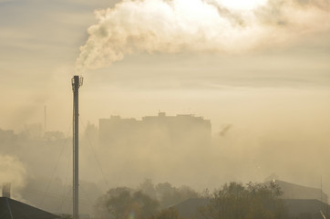 City in the smoke, ecological disaster