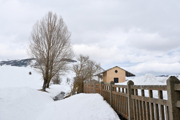 railway station in the snow during the winter
