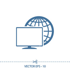 Monitor  icon, vector illustration. Flat design style