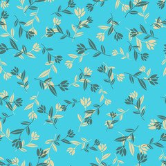 Blue seamless retro flower background