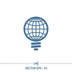 GLOBAL Light bulb  icon, vector illustration. Flat design style