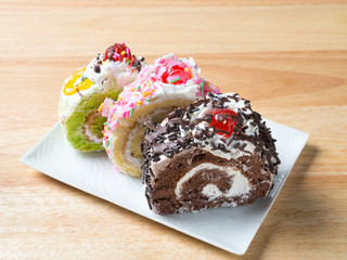 Colorful roll cake