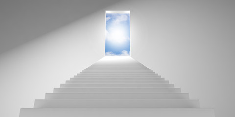 Stairway to blue sky. 3d illustration