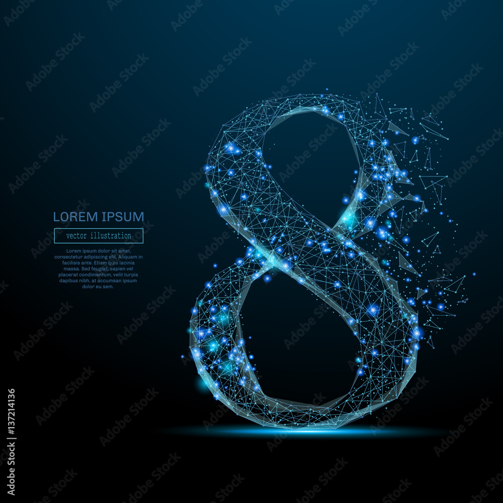 Fototapete Abstract image of a compass rose in the form of a starry sky or space, consisting of points, lines, and shapes in the form of planets, stars and the universe. Vector business wireframe concept.