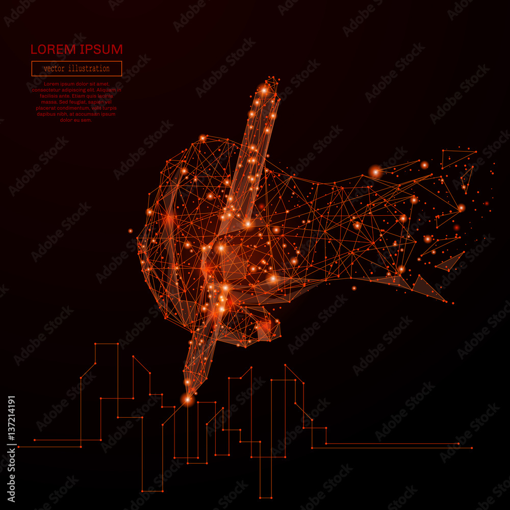 Poster abstract mash line and point hand draws a drawing on background with an inscription. starry sky or s