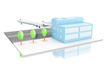 3d Airport terminal and airplane.