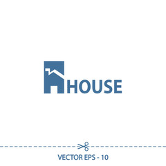 House icon. Sample text, vector illustration. Flat design style 