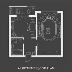 Architectural Plan with furniture in top view