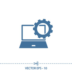 setting parameters, laptop icon, vector illustration. Flat design style