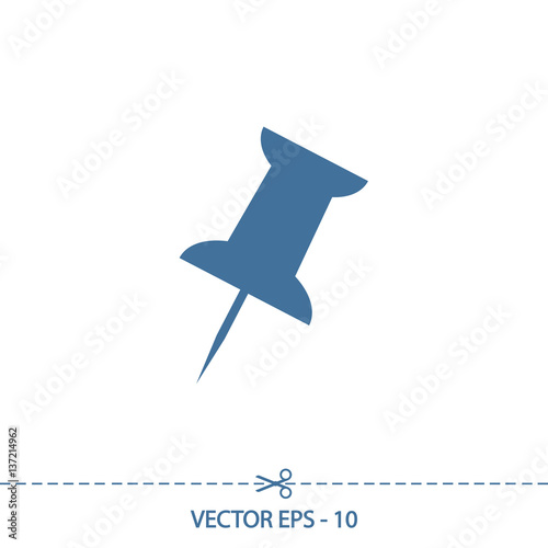 "push pin icon, vector illustration. Flat design style" Stock image and