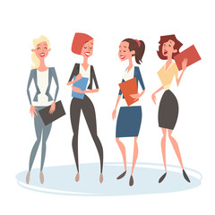 Business Woman Group Team Human Resources Colleagues Flat Vector Illustration