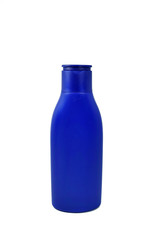 blue  plastic bottle with disc top for cosmetic, lotion, shower gel, body milk, soap