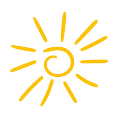 Hand drawn sun icon. Vector illustration isolated on white background.