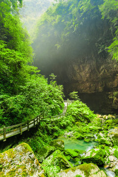 Longshuixia Fissure Gorge National Park in Wulong country, Chongqing, China
