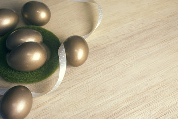golden eggs with circle grass