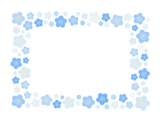 桃の花フレーム　ブルー