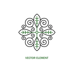 Vector floral icon and logo design template in outline style - abstract monogram.