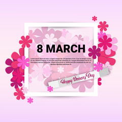 8 March International Women Day Greeting Card Flat Vector Illustration