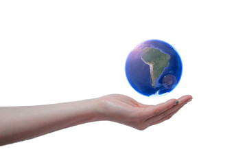 the earth(shows africa) on the hand