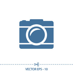 Camera icon; vector illustration. Flat design style