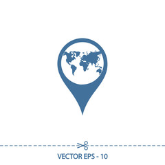 Map pointer flat icon, vector illustration. Flat design style 