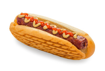 Hotdog with mustard and ketchup