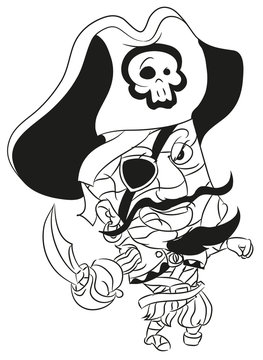 happy smiling cartoon pirate mummy coloring page