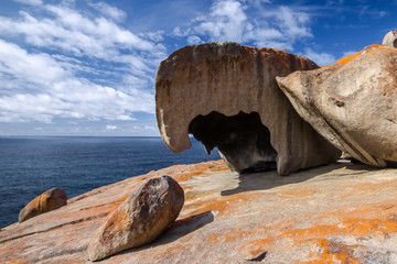 Remarkable rocks with blue and white sky, impressive landmark on Kangaroo Island, South Australia