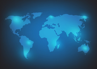 Fototapeta na wymiar World map background illustration on blue