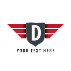 Initial Letter D Shield Icon Design Logo Template