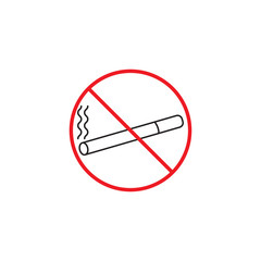 No smoking line icon, red prohibited sign, vector graphics, a linear color pattern on a white background, eps 10.