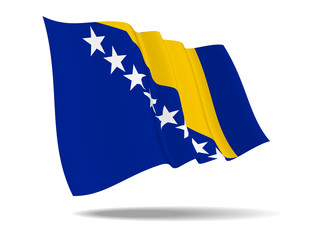 illustration Bosnia and Herzegovina flag waving Isolated on White Background,vector