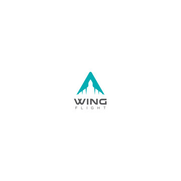 Vector icon of airplane, wing in negative space. Travel, extreme air sports, sky diving, handgliding logo template.