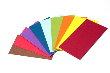 Colored cardboard palette, color catalog guide and paper samples