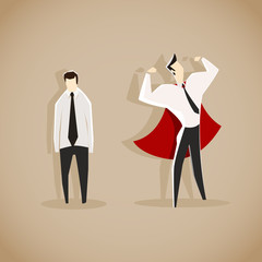 Weak and strong businessman isolated. Leadership and coaching concept. © maxicam