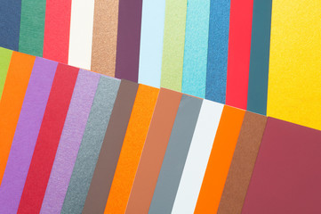 Colored cardboard cards, carton samples on a white background