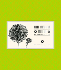 Vector card with dandelion on ornamental green