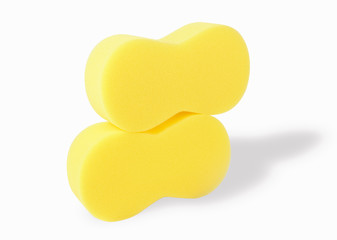 yellow sponge for car washing isolated