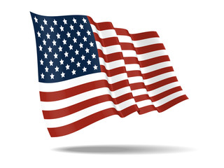 illustration United States of America flag waving Isolated on White Background,vector