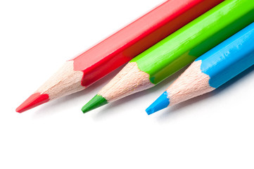 Color pencils close up macro isolated