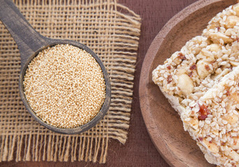 Grains and amaranth bar (Amaranthus)