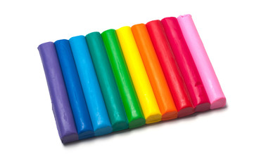 Plasticine on a white background, rainbow