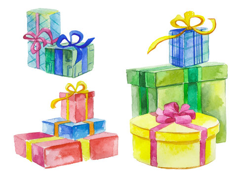 Watercolor gift boxes