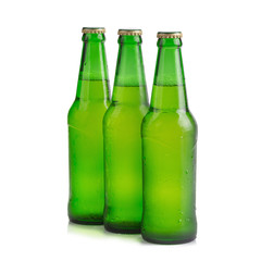 beer bottle green isolated on white background.