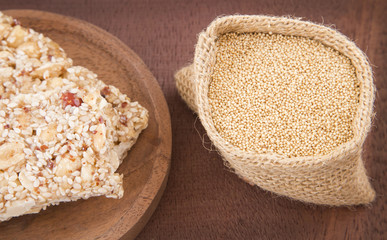 Grains and amaranth bar (Amaranthus)