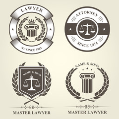 Attorney and lawyer bureau emblems and badges