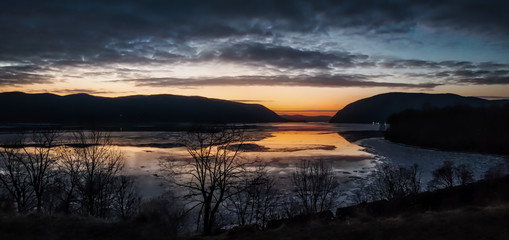 sunset over the water